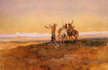  russe Tableau - Invocation au Soleil Art occidental Amérindien Charles Marion Russell